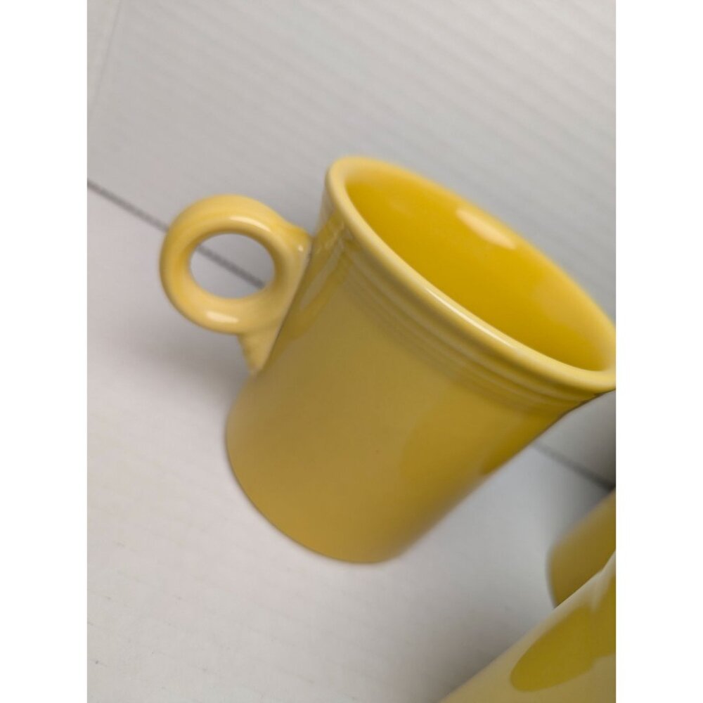 Fiesta Ware Yellow Tom & Jerry lot 3 Coffee Cup Ring handled Mug 3 1/2 in - Picture 5 of 10